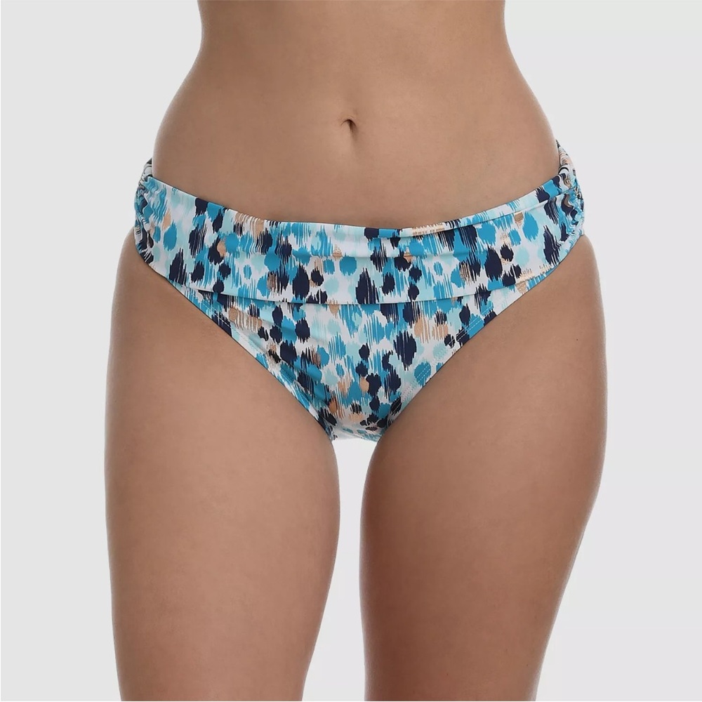La Blanca Aquamarine Seaglass Shirred Band Hipster Bikini Bottoms Size 12
